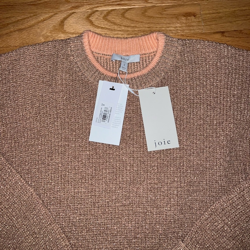 Joie Tan & Pink Mock-Neck Sweater